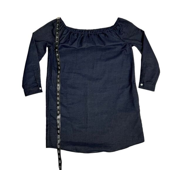 Rag & Bone Mini Dress Off-The-Shoulder Small Dark Blue Chambray - Picture 9 of 14